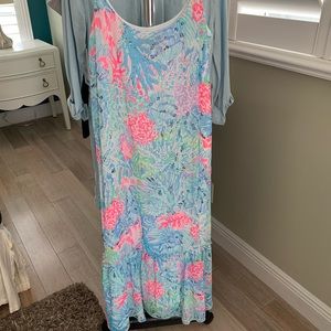 Lilly Pulitzer spaghetti strap maxi dress.
